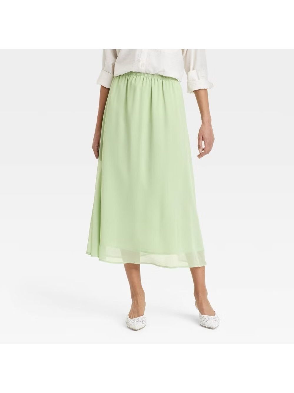 NWT Sheer Maxi A-Line Skirt - A New Day Green Size Medium